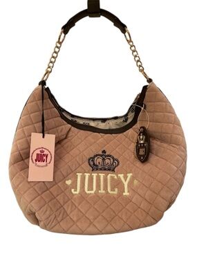 Couture Crowning Glory Quilted Velour Hobo Bag NWT **